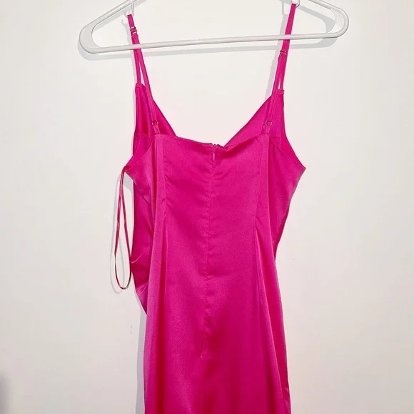 Re:named hot pink satin silk spaghetti strap dress - Picture 7 of 8